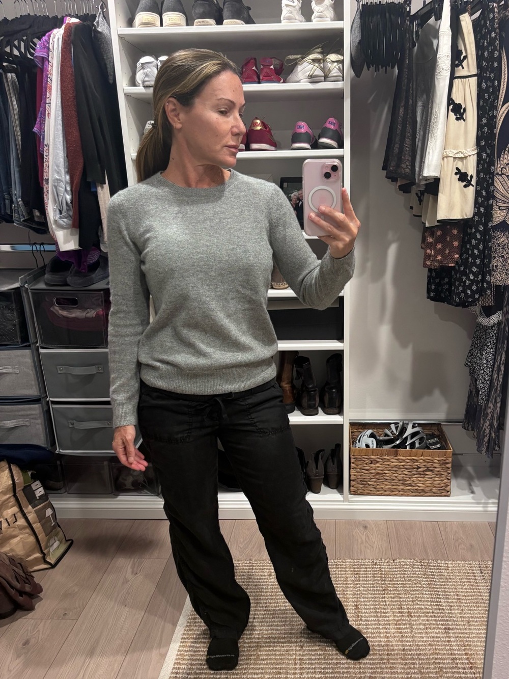 Quince 100% Cashmere Crewneck Sweater Heather Gray Small